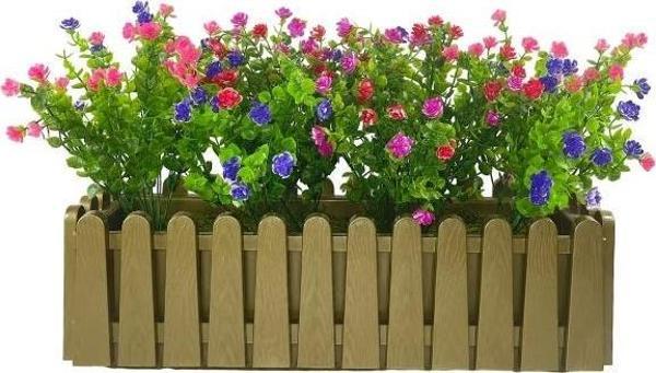 Netten Evime Yapay Çiçek Dore Gold Çit Balkon Saksısı Renkli Mineli Şimşir Çiçekli 55*35cm - Image 1