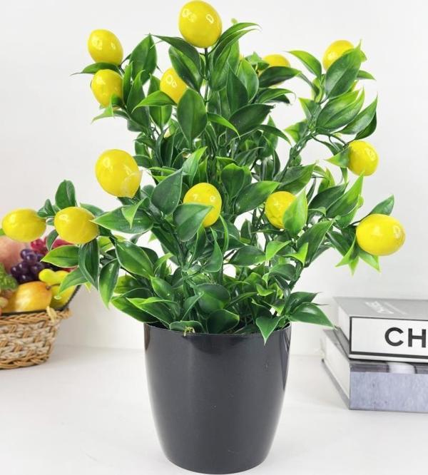 Netten Evime Yapay Çiçek Limon Ağacı Siyah Saksıda Limon 30cm  - Image 1