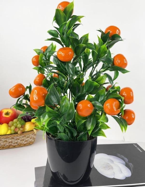 Netten Evime Yapay Çiçek Mandalina Ağacı Siyah Saksıda Mandalina 30cm  - Image 1