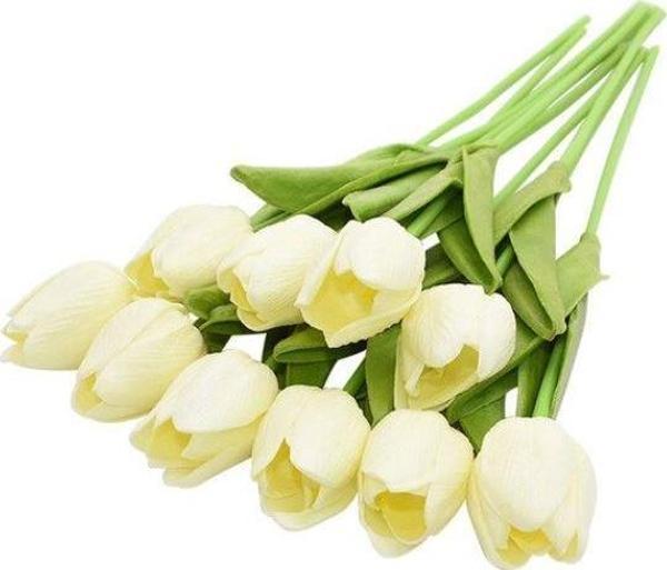 Nettenevime Yapay Çiçek Islak Lale Gerçeksi Doku 10lu Krem - Image 1