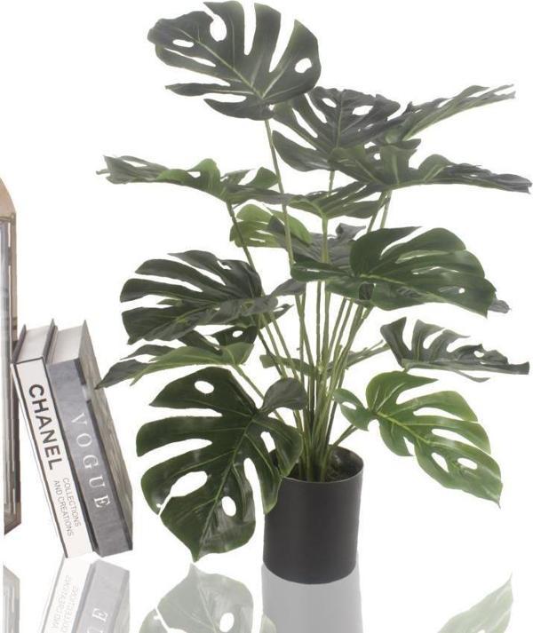 Netten Evime Yapay Çiçek Monstera Deve Tabanı Metal Mat Siyah Saksılı Yapay Bitki Salon Çiçeği - Image 1