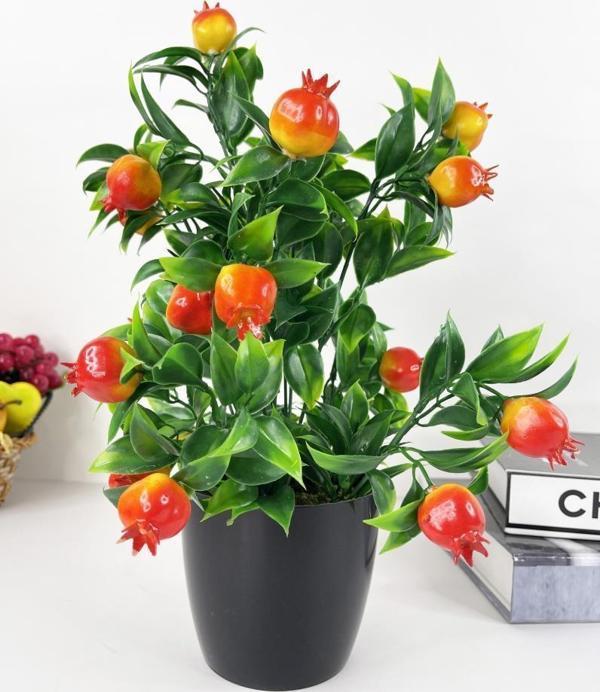Netten Evime Yapay Çiçek Nar Ağacı Siyah Saksıda Nar 30cm - Image 1