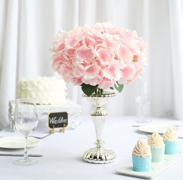 Netten Evime Yapay Çiçek Ortanca Demeti Pembe Açık 5 Kafalı Büyük Boy 43 cm  - Image 1