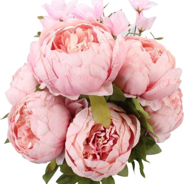Netten Evime Yapay Çiçek Şakayık 5 Kafalı Büyük Boy Demet İpek Kumaş PEMBE - Image 1