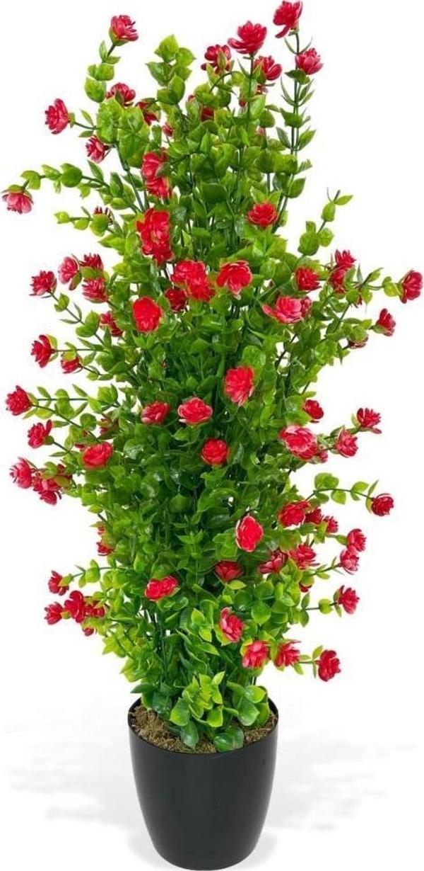 Netten Evime Yapay Çiçek Siyah Saksıda Kırmızı Mineli Şimşir Ağacı 55cm - Image 1