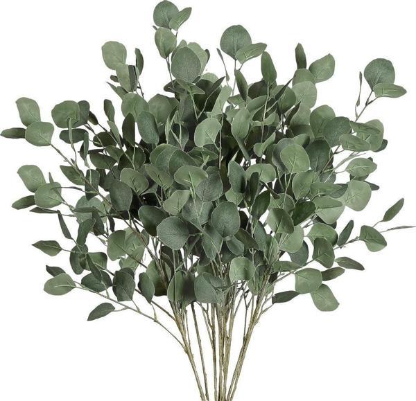 Netten Evime Yapay Çiçek Yeşil Okaliptus Tek Dal Kumaş Yapraklı Uzun Dal 80cm Eucalyptus - Image 1