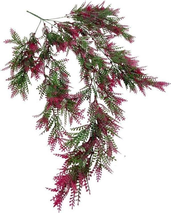 Netten Evime Yapay Çiçek Sarkan Çiçek Yeşil Bordo Fern725 Yapay Sarmaşık  70*30cm UV Katkılı Güneşe Dayanıklı - Image 1