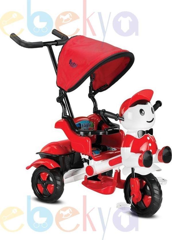 Babyhope Üç Tekerlekli İtmeli Bisiklet KIRMIZI-BEYAZ Ebeveyn Bisikleti Yupi Panda KIRMIZI-BEYAZ - Image 1