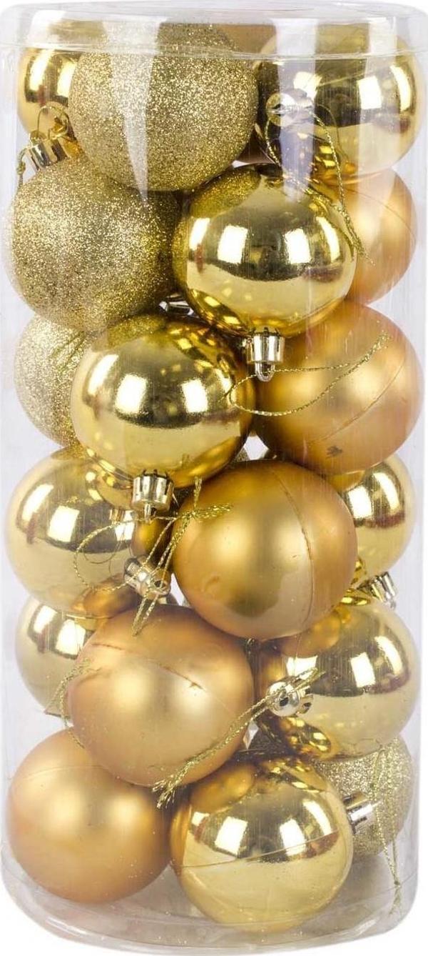 Asılabilir Yılbaşı Yeniyıl Ağacı Süsü 6cm Top DORE ALTIN 24 lü Christmas Tree Ornaments Yeni Yıl Süsleri - Image 1