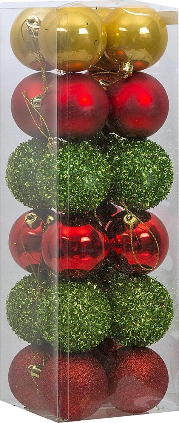 Asılabilir Yılbaşı Yeniyıl Ağacı Süsü 6cm Top KARIŞIK-2 24 lü Christmas Tree Ornaments Yeni Yıl Süsleri - Image 1