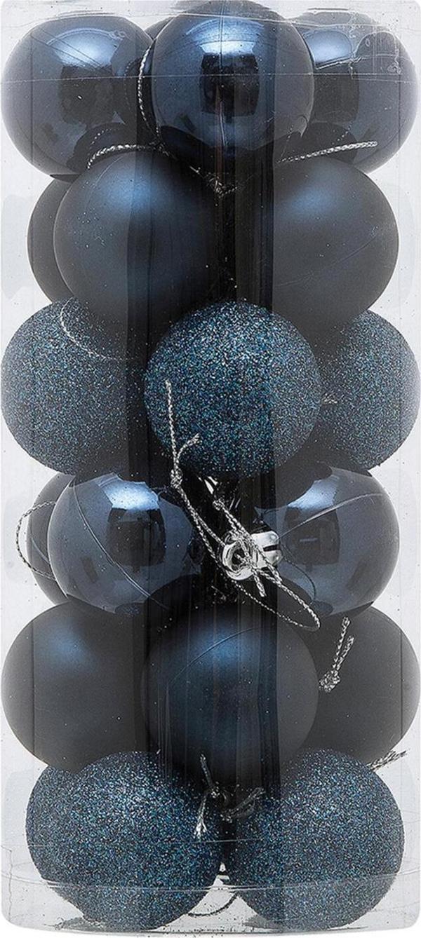 Asılabilir Yılbaşı Yeniyıl Ağacı Süsü 6cm Top LACİVERT 24 lü Christmas Tree Ornaments Yeni Yıl Süsleri - Image 1