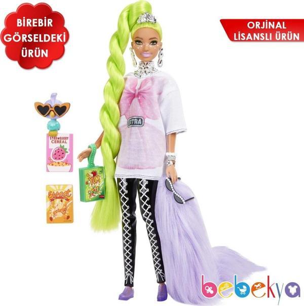 Barbie Extra Bebek ve Papağanı Neon Yeşil Saçlı Barbie Ekstra Bebek ve Papağanı - Image 1