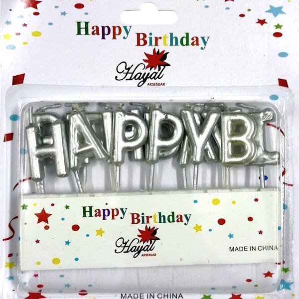 Happy Birthday Doğum Günü Mumu GÜMÜŞ SILVER - Image 1