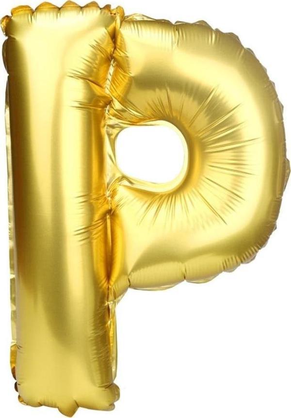 Harf Folyo Balon Büyük Boy Metalik Altın P Harfi Folyo Balon Metalik - 100 cm - Image 1