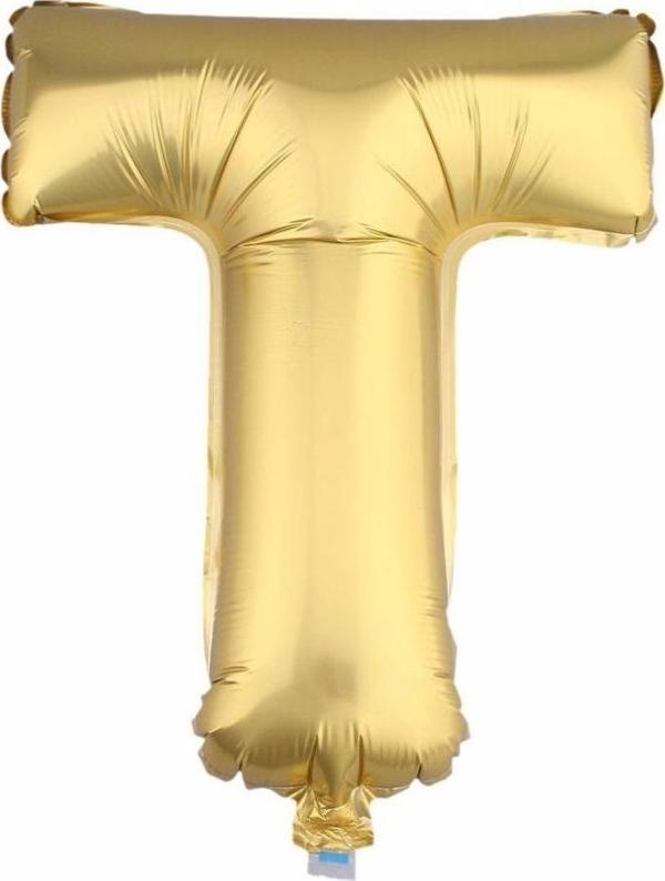 Harf Folyo Balon Büyük Boy Metalik Altın T Harfi Folyo Balon Metalik - 100 cm - Image 1