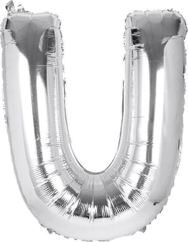 Harf Folyo Balon Büyük Boy Metalik Gümüş U Harfi Folyo Balon Metalik - 100 cm - Image 1