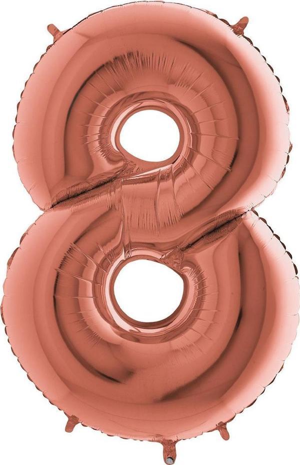 Rakam Folyo Balon Metalik Gül Kurusu - 8 Yaş Folyo Balon Metalik - 8 Yaş Balonu - Image 1