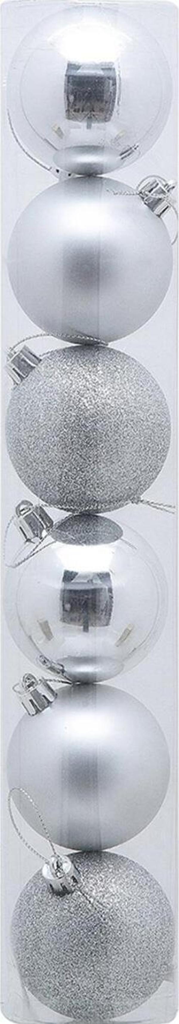 Yılbaşı Ağacı Süsleri 4 cm GÜMÜŞ Top Süs 6 lı Paket GÜMÜŞ Yeni Yıl Süsleri - Image 1