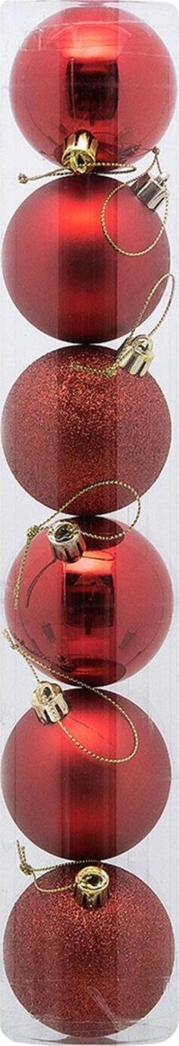 Yılbaşı Ağacı Süsleri 4 cm KIRMIZI Top Süs 6 lı Paket KIRMIZI Yeni Yıl Süsleri - Image 1