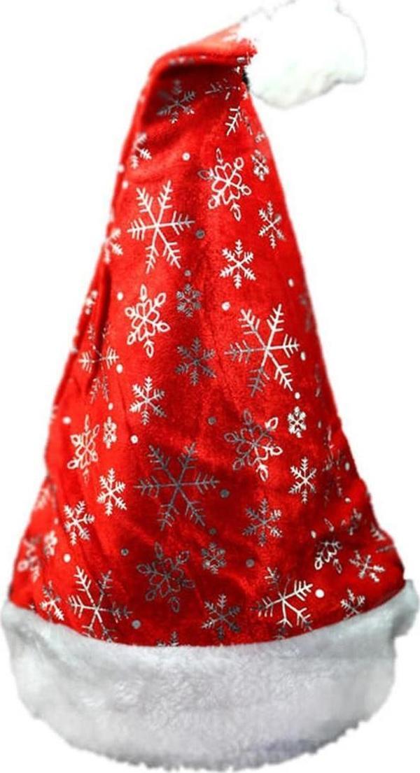 Yılbaşı Lüks Gümüş Simli Polar Noel Baba Şapkası - Image 1