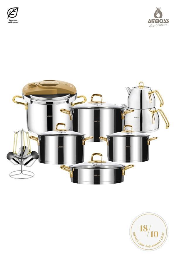 Amboss Dıamond Paslanmaz Çelik 18 Parça Çeyiz Seti ( Gold ) - Image 1