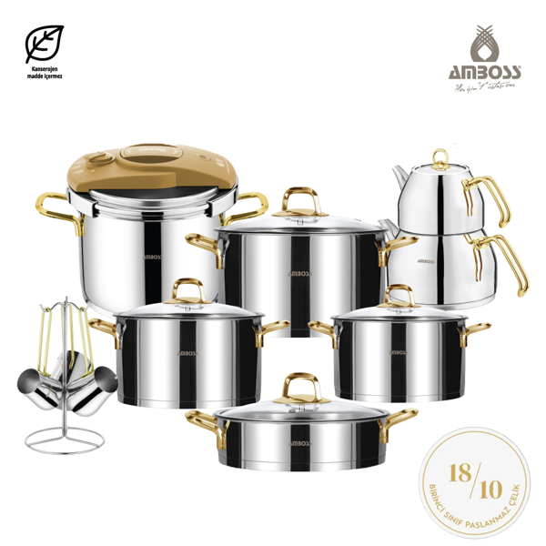Amboss Dıamond Paslanmaz Çelik 18 Parça Çeyiz Seti ( Gold ) - Image 1
