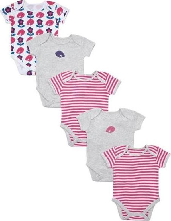 Mothercare Kısa Kollu Body 5 li Bebek Body Çiçek-Kuş 18-24 Ay - Image 1