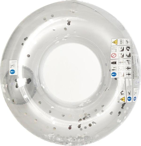 Parıltılı Büyük Boy Şişme Simit Gümüş 109cm - Image 1