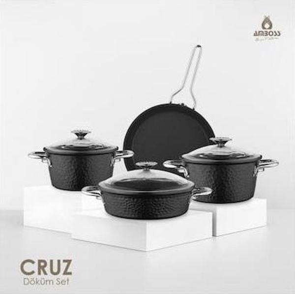 AMBOSS CRUZ 0724 DÖKÜM 7 PARÇA TENCERE SETİ-SİYAH - Image 1