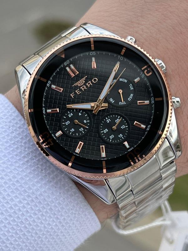 Ferro Çelik Kordon İç Fonksiyonları Aktif Chronograph 30 Mt Su Geçirmez Erkek Kol Saat EFM11920-A2 - Image 1