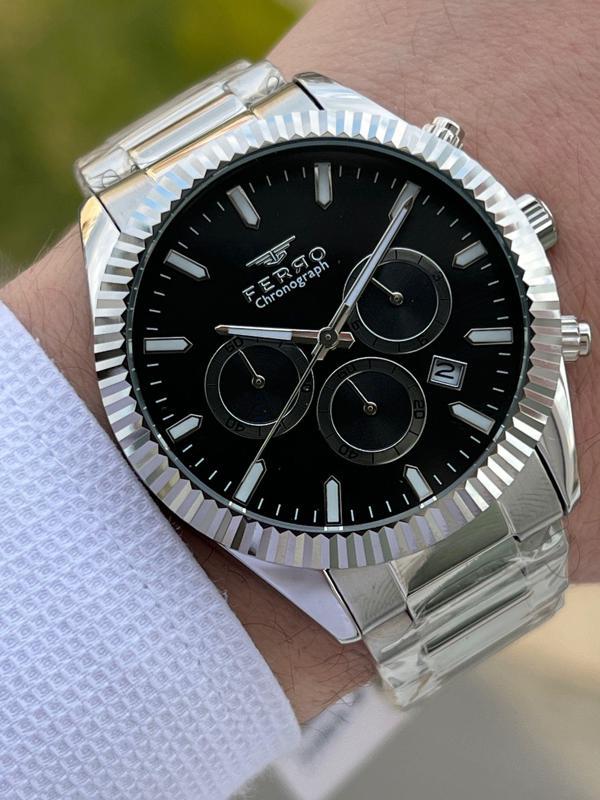 Ferro Çelik Kordon İç Fonksiyonları Aktif Chronograph 30 Mt Su Geçirmez Erkek Kol Saat EFM31289-A2 - Image 1
