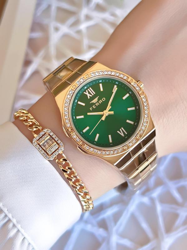 Ferro Gold Renk Kararmaz Renk Atmaz 3 Atm  Özel Tasarım Kadın Kol Saati EFL21358B6 - Image 1