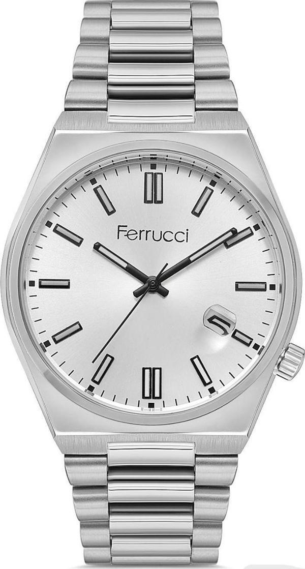 FC.03223M.06 Ferrucci Beyaz Kadran Yeni Sezon Çelik Kordon 30 Mt Suya Dayanıklı Erkek Kol Saati - Image 1