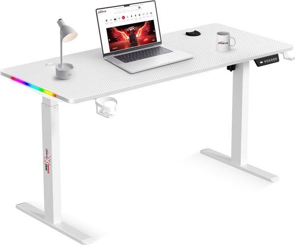 xDrive Rüzgar Yükseklik Ayarlı RGB Oyuncu & Çalışma Masası Beyaz (140x60) - Image 1