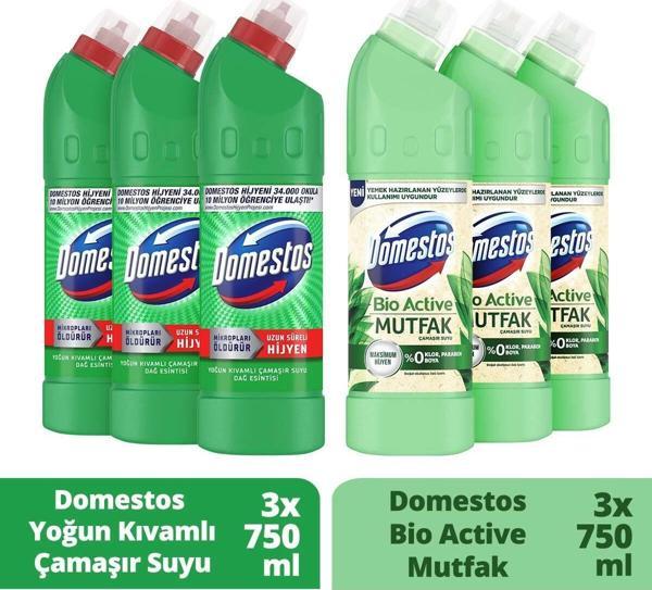Domestos Çamaşır Suyu Dağ Esintisi 750 Ml X3 Domestos Çamaşır Suyu Bio Active Mutfak 750 Ml X3 - Image 1
