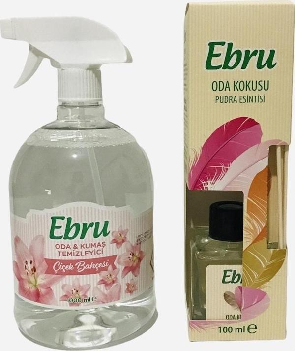 Ebru Hijyenik Oda Kumaş Kokusu Çiçek Bahçesi 1000 Ml + Bambu Çubuklu Pudra Oda Kokusu 100Ml - Image 1
