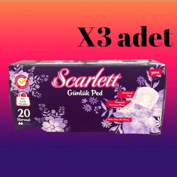 Scarlett Günlük Hijyenik Ped Tekli Çanta Paketleri Normal 3'Lü 60 Adet - Image 1