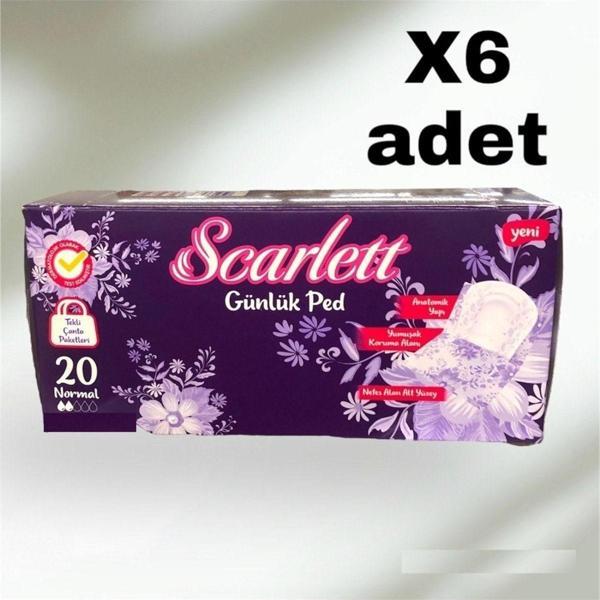 Scarlett Günlük Hijyenik Ped Tekli Çanta Paketleri Normal 6'Lı 120 Adet - Image 1