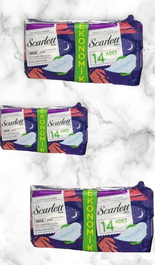 Scarlett Ultra Hijyenik Gece Pedi Kuruluk & Yumuşaklık Ekonomik Paket 3'Lü Paket 42 Adet - Image 1