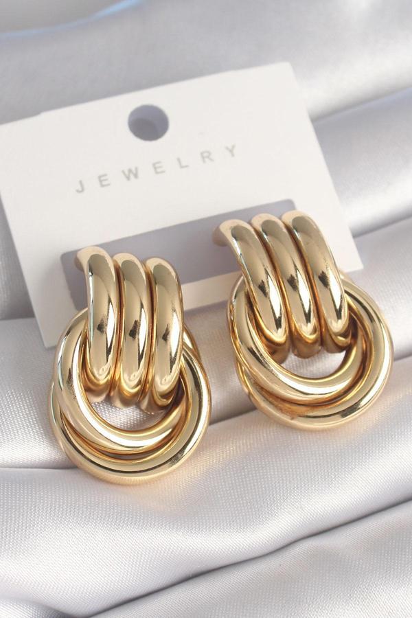 Pirinç Gold Renk Sarmal Model Kadın Küpe - EBJ240510W23837 - Image 1