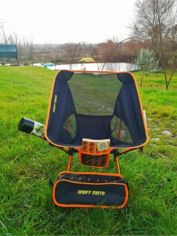 On Off Motto Kamp Sandalyesi Kamp Sandalyesi Katlanır 3 Cepli Portatif Çantalı 150 kg Taşıma Kapasitesi Turuncu - Image 1