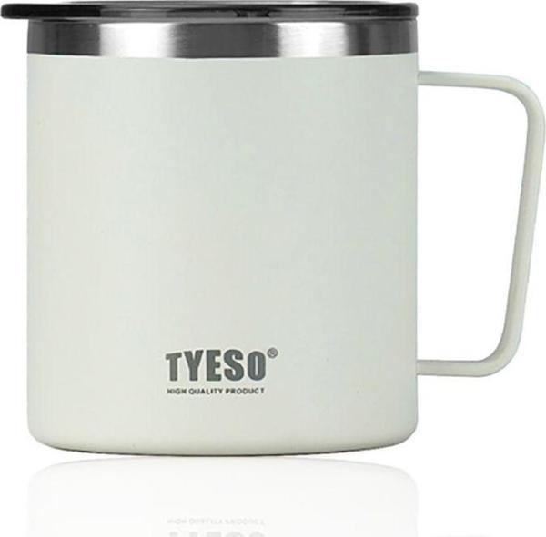 Tyeso Termos Silviya Mug Vaku Mlu Paslanmaz Çift Duvarlı Termal Kapaklı 400 Ml Beyaz - Image 1