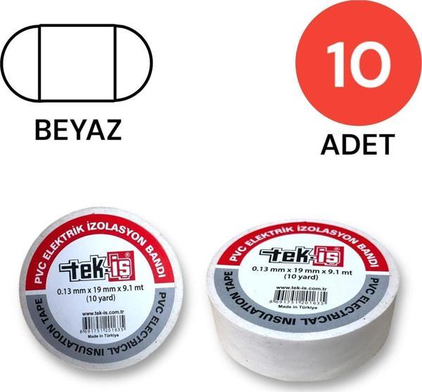 Tek-İş Izole Bant Elektrik Bandı Beyaz 10 Adet - Image 1