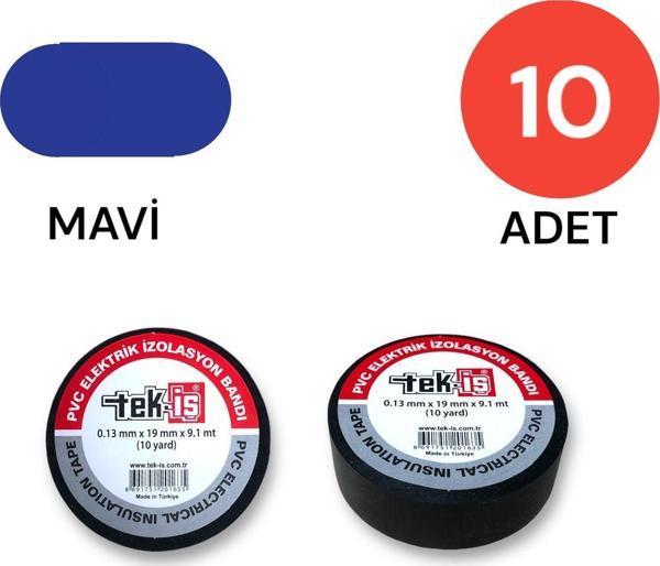 Tek-İş Izole Bant Elektrik Bandı Mavi 10 Adet - Image 1