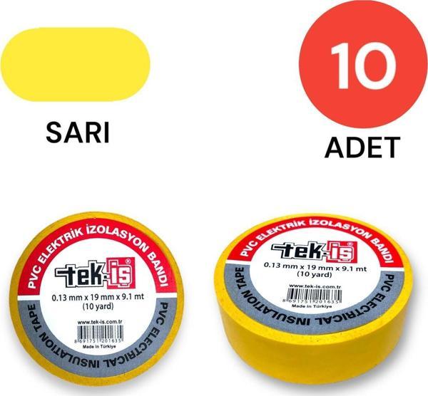 Tek-İş Izole Bant Elektrik Bandı Sarı 10 Adet - Image 1