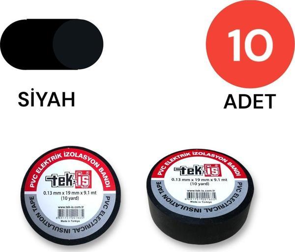 Tek-İş Izole Bant Elektrik Bandı Siyah 10 Adet - Image 1