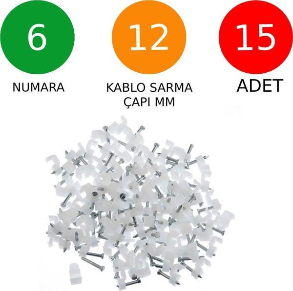 Tek-İş Beton Çivili Kablo Tutucu Kroşe No: 6 - 12mm 15 Adet - Image 1