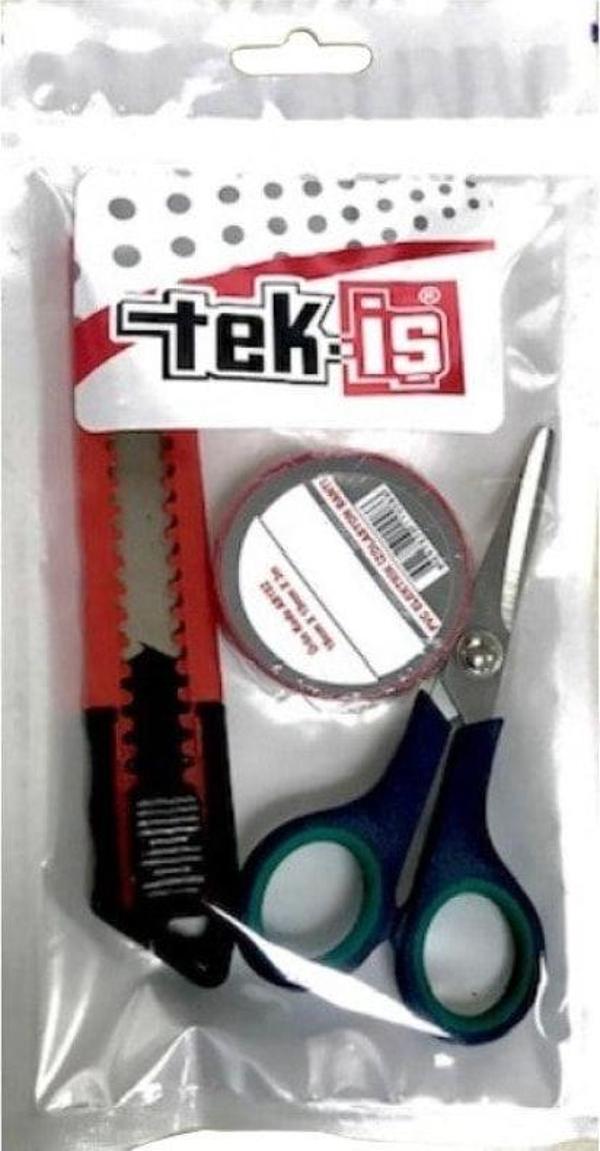 Tek-İş Maket Bıçağı , Izole Bant , Makas Seti 3 Parça - Image 1