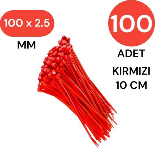 Tek-İş Plastik Kablo Bağı Klipsi Cırt Kelepçe 100 Mm X 2.5 Mm Kırmızı 100 Adet - Image 1