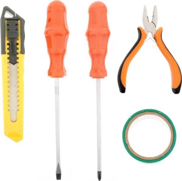 Tek-İş Düz Tornavida , Yıldız Tornavida , Mini Pense , Maket Bıçağı , Izole Bant , Alet Seti 1002 5 Parça - Image 1